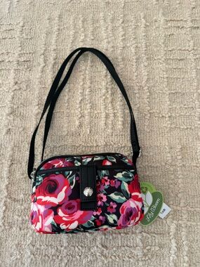 Floral Lilly Bloom Bag in Black and Pink